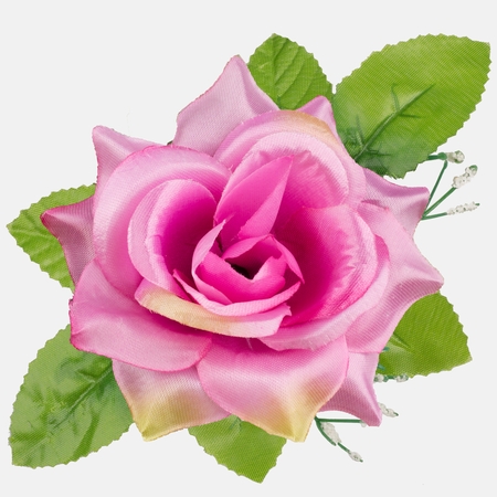 Satin rose with leaves