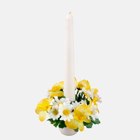 Centrepiece for a candle - Orchid/Daisy