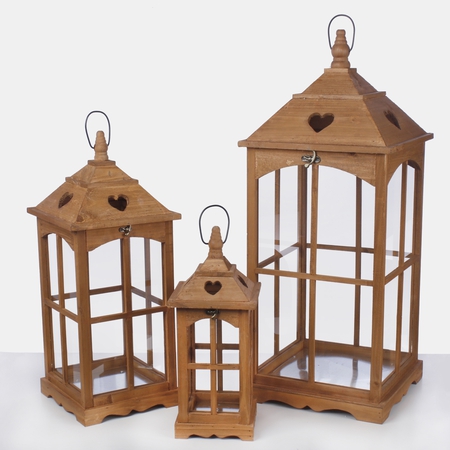 Wooden lantern x 3