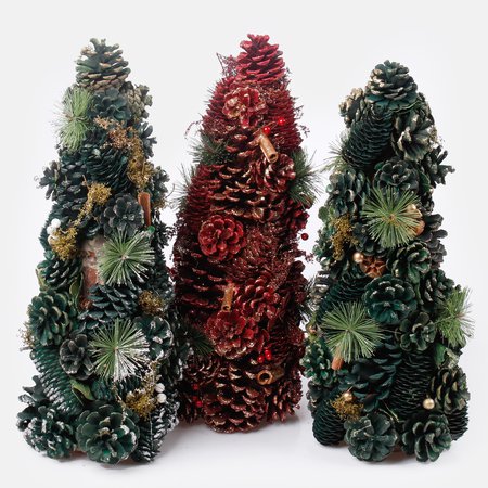 Tabletop cone christmas tree 43 cm with decoration and glitter