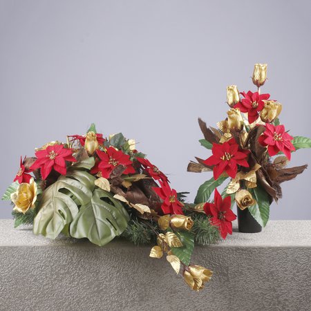 Set: composition with poinsettia + vase insert