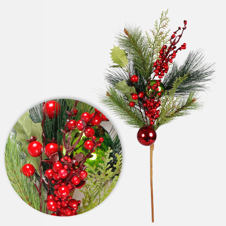 Christmas twig with baubles and berries