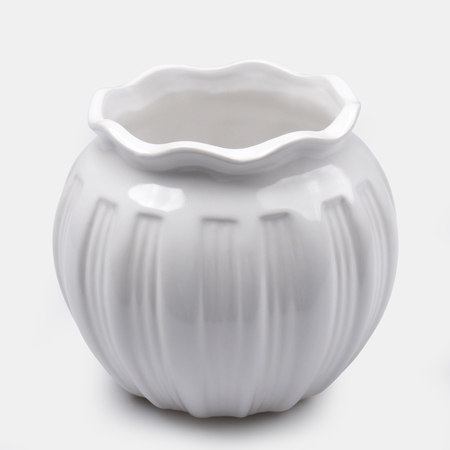 White ceramic round vase