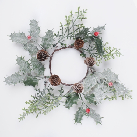 Holly wreath with cones