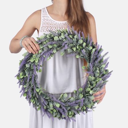 Green wreath with lavender 53 cm