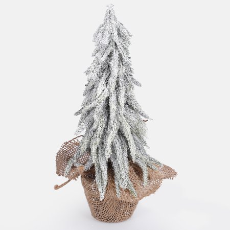 Tabletop frosted christmas tree in a jute pot 28 cm